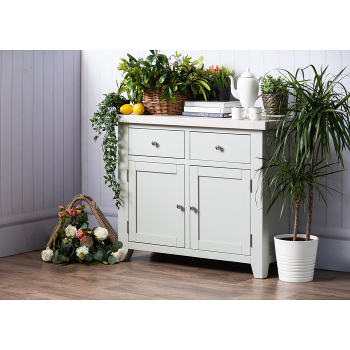 August Grove Wickes 97Cm Wide 2 Drawer Oak Solid Wood Sideboard